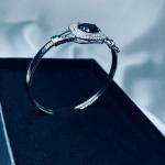 Black Onyx & Zirconia Silver-Plated Bangle