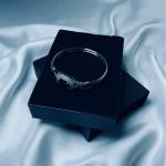 Black Onyx & Zirconia Silver-Plated Bangle