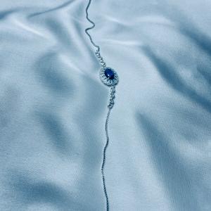 Blue Sapphire Centerpiece Bracelet – Silver & Zirconia Accents