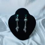 Emerald Green & Silver Jhumka Earrings