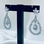 Arielle – Silver Teardrop Crystal Dangle Earrings
