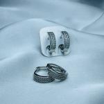 Elegant Silver & Crystal Pave Hoop Earrings