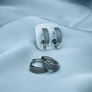 Elegant Silver & Crystal Pave Hoop Earrings