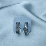 Elegant Silver & Crystal Pave Hoop Earrings