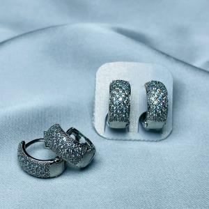 Sparkling Silver & Zirconia Hoop Earrings