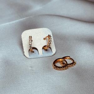 Gold-Plated Earrings with Sparkling Zirconia Accents