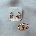 Gold-Plated Earrings with Sparkling Zirconia Accents
