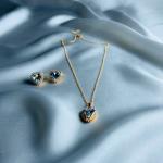 Azure Love – Heart-Cut Blue Stone Jewelry Set (Necklace & Earrings)