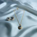 Azure Love – Heart-Cut Blue Stone Jewelry Set (Necklace & Earrings)