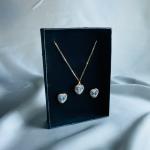 Azure Love – Heart-Cut Blue Stone Jewelry Set (Necklace & Earrings)