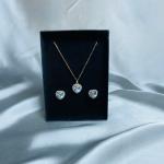Azure Love – Heart-Cut Blue Stone Jewelry Set (Necklace & Earrings)