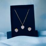 Gold Pink Heart Jewelry Set – Necklace & Earrings