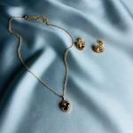 Romantic Gold Brown Heart Jewelry Set – Necklace & Earrings