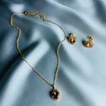 Romantic Gold Brown Heart Jewelry Set – Necklace & Earrings