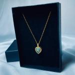 Blue Heart Bow Gold Pendant Necklace