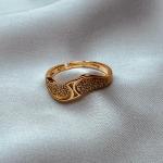 Wave-Pattern Adjustable Ring With Crystal Accents