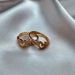 Romantic Heart-Shaped Adjustable Gold Ring with Sparkling Crystals