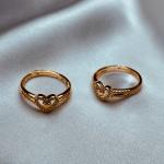 Romantic Heart-Shaped Adjustable Gold Ring with Sparkling Crystals