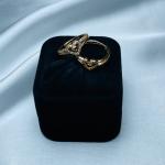 Romantic Heart-Shaped Adjustable Gold Ring with Sparkling Crystals