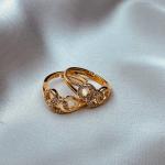 Interlinked Loops Adjustable Ring with Crystal Embellishments