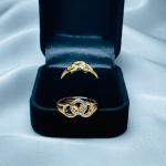 Interlinked Loops Adjustable Ring with Crystal Embellishments