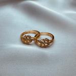 Crystal Swirls Gold Adjustable Ring