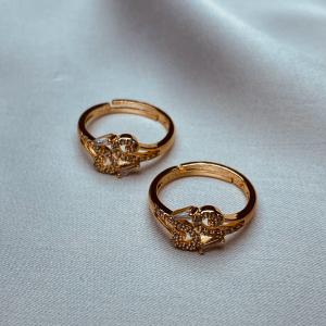 Crystal Swirls Gold Adjustable Ring