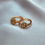 Crystal Swirls Gold Adjustable Ring