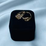 Crystal Swirls Gold Adjustable Ring